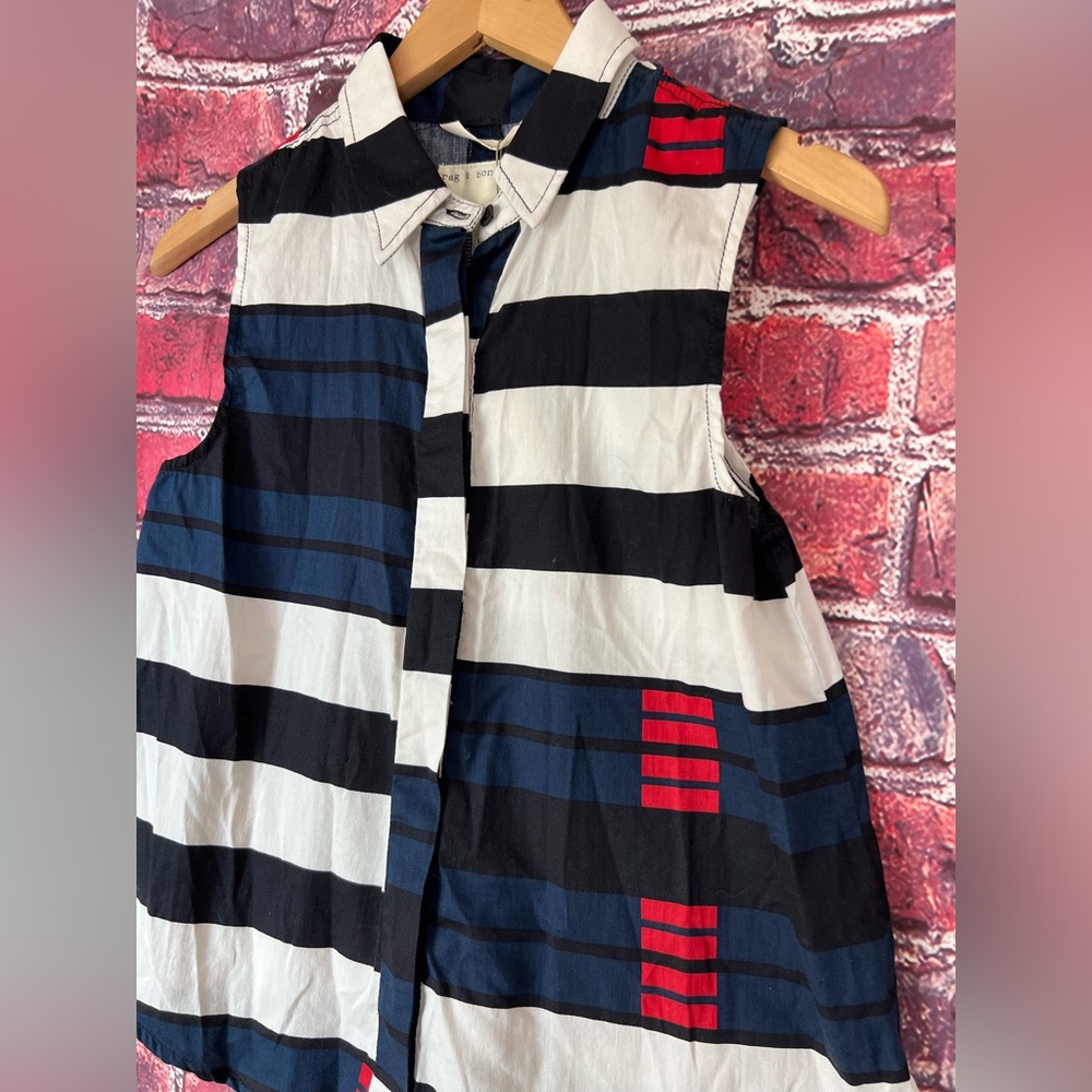 Rag & Bone Jean Sleeveless Striped Button Down Top NWT - Picture 3 of 6